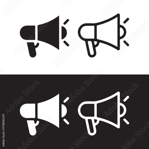 Megaphone Speaker Icon Set | Loudspeaker Announcement Symbol Vector Collection