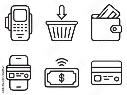 Digital Payment Vector Icons Set for Wallet, Card, and Online Transactions