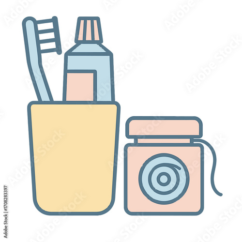 Minimalist bathroom essentials: toothbrush, toothpaste, and dental floss