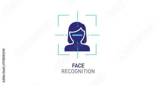 Vector illustration of face recognition technology concept modern identification system for security and access control with a womans face