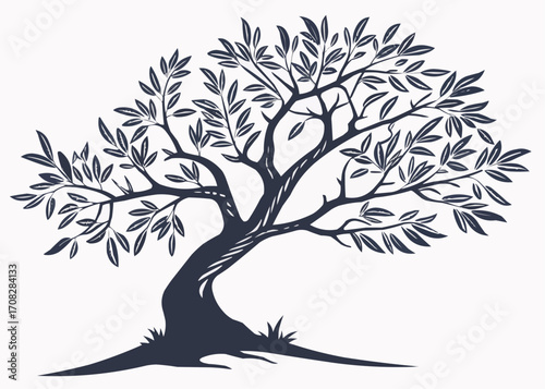 Silhouette Icon of an Olive Tree Isolated on White Background
