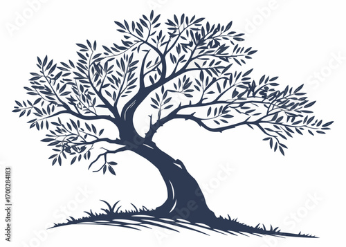 Silhouette Icon of an Olive Tree Isolated on White Background