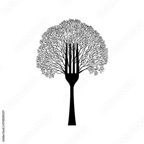 Fork tree food nature restaurant culinary kitchen dining utensil silverware vegan vegetarian concept art