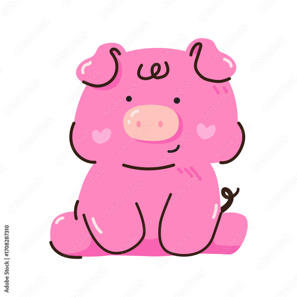 Fototapeta premium cute little piggy doodle.