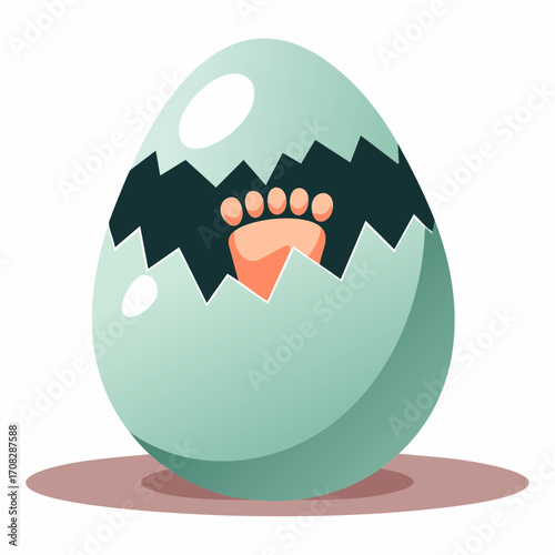 A Baby's Foot Peeking from a Cracked Egg