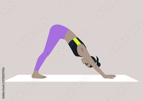 A person holds the inverted V yoga pose, balancing strength and flexibility on a yoga mat, The calm environment enhances focus and promotes a sense of peace during practice.