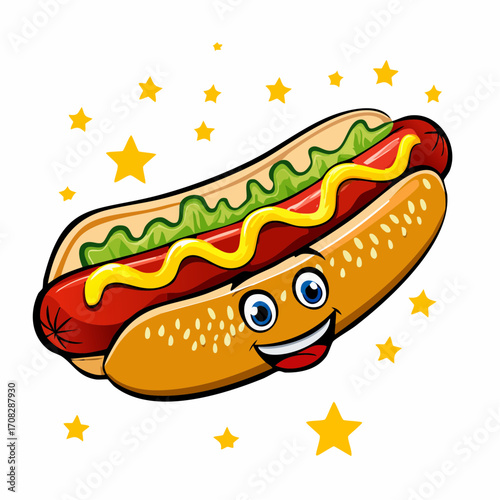 Cheerful Cartoon Hot Dog Mascot