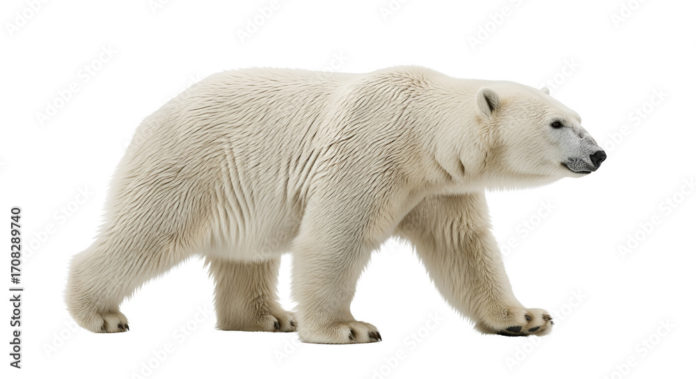 Fototapeta premium Polar bear walking wildlife mammal isolated PNG with Transparent Background