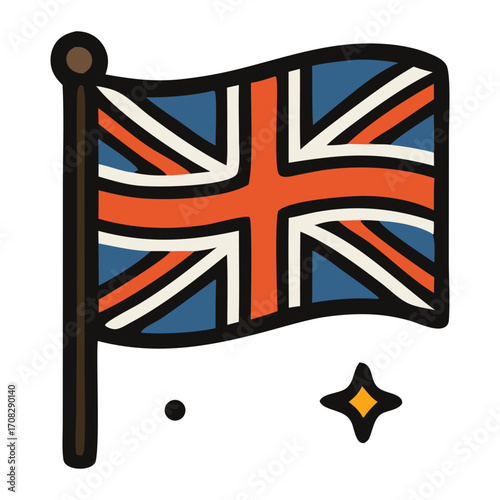 Union jack uk flag sparkles magically, perfect for patriotic designs, british events, celebrations, travel presentations, or cultural themes.
