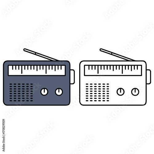 Retro Radio Illustration Vintage Technology Minimalist Communication Design
