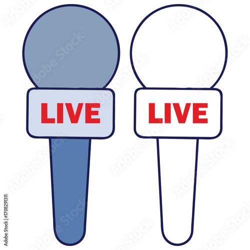 Live News Broadcast Microphones Vector Icon Graphic Design