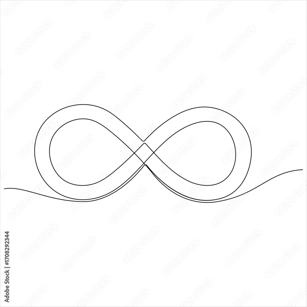 Fototapeta premium Continuous line drawing of infinity symbol loop mobius icon and endless forever love concept vector illustration