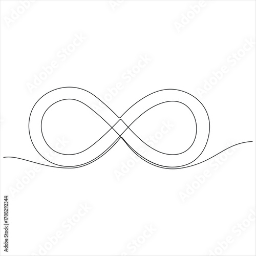 Continuous line drawing of infinity symbol loop mobius icon and endless forever love concept vector illustration