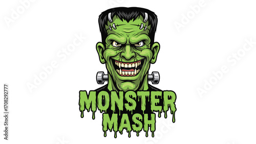 Frankenstein's Undead Dance Party Illustration in a Fun Retro Style