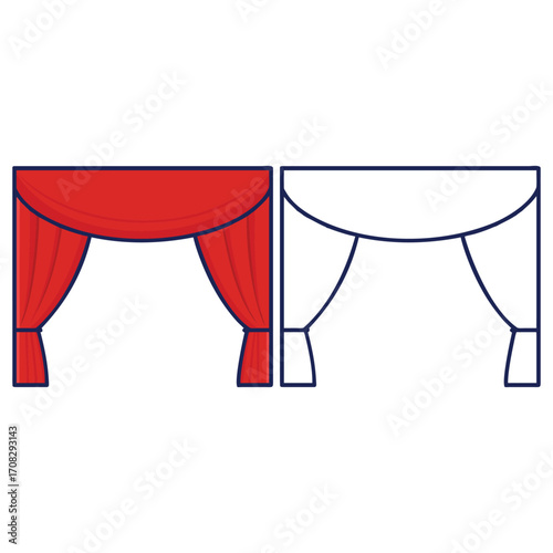 Red Curtains Vector Icon Theater Stage Interior Design