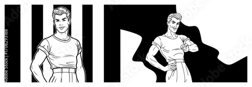 Retro Comic Book Style Illustration of a Handsome Man
