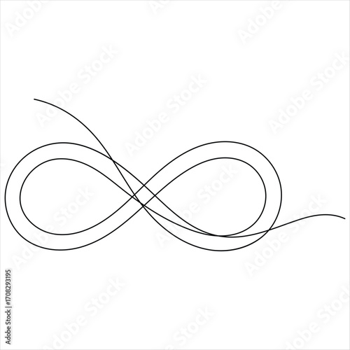 Continuous line drawing of infinity symbol loop mobius icon and endless forever love concept vector illustration