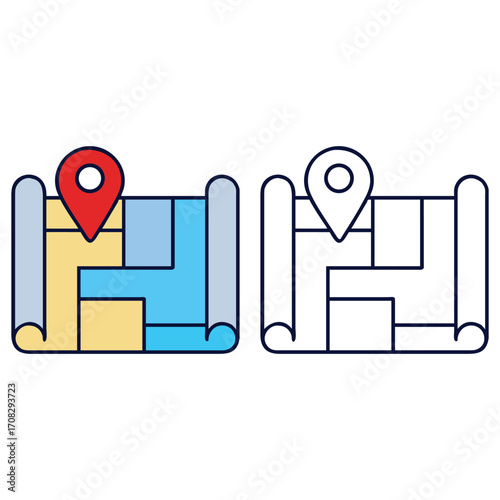 Map Location Pinpoint Travel Destination Navigation Flat Vector Icon