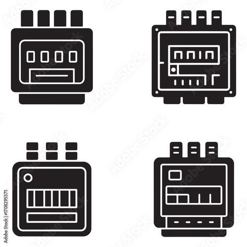 Silhouette of a fuse box isolated on white background