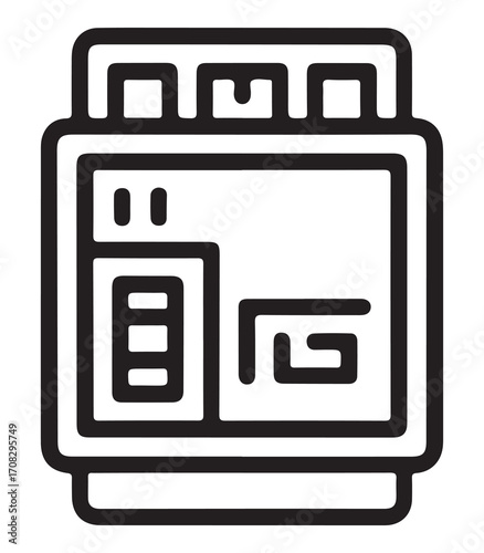 Fuse box outline silhouette isolated on white background