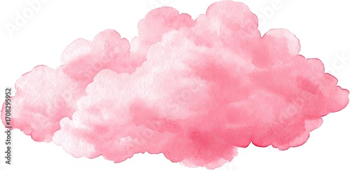 Watercolor illustration of a large, fluffy, pink cloud (1)