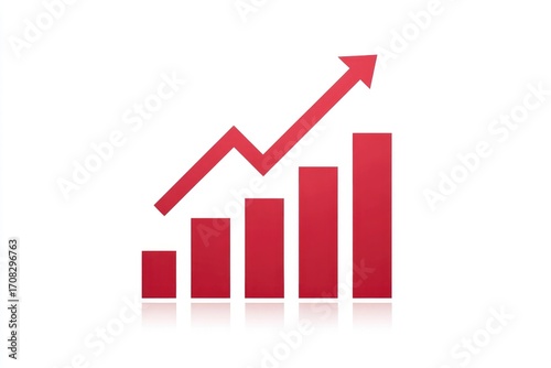 Free Download Red bar graph with upward trend, reflecting on a white background - GFXLoad