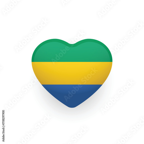National flag of Gabon. Gabonese flag shaped as heart. Vector Illustration. Free Download National flag of Gabon. Gabonese flag shaped as heart. Vector Illustration. - GFXLoad