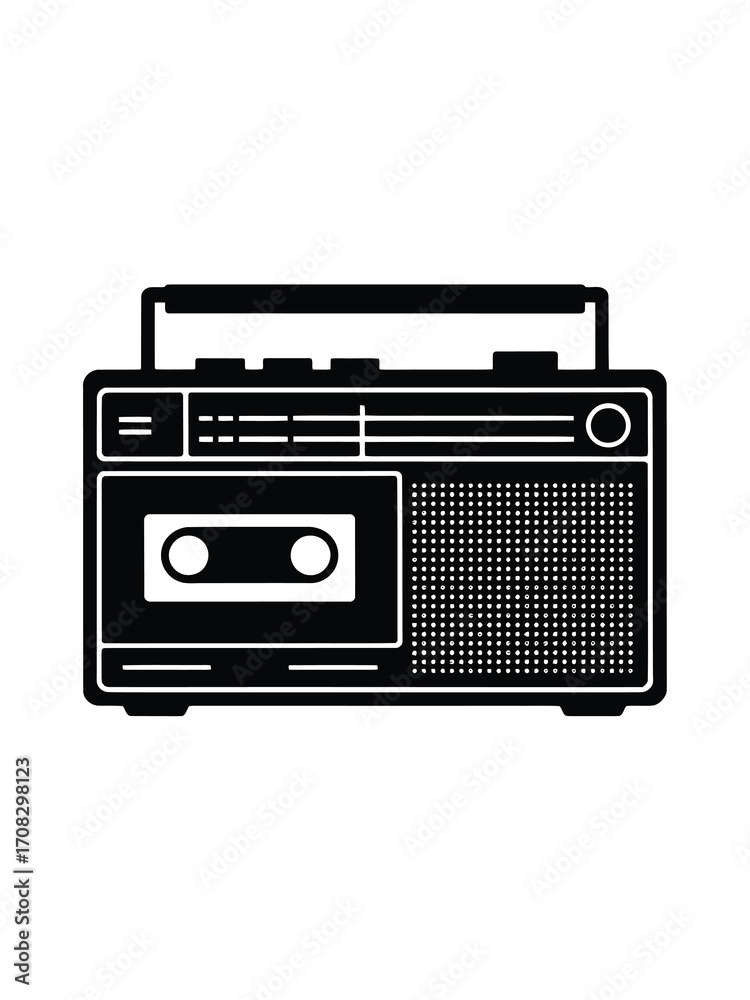 Fototapeta premium Retro cassette player boombox vector illustration