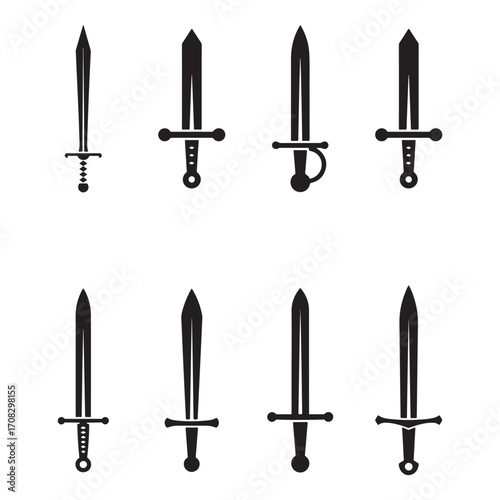 Stylized sword silhouette isolated on white background
