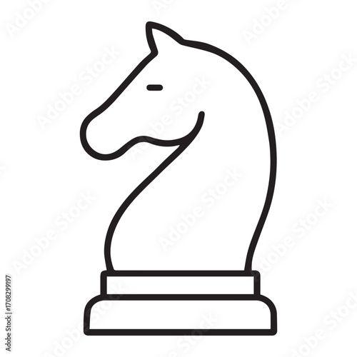 Chess Knight Outline Symbol for Strategic Decision Making