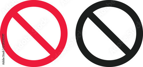 Ban icon set. prohibition sign.  Restriction or forbidden symbol
