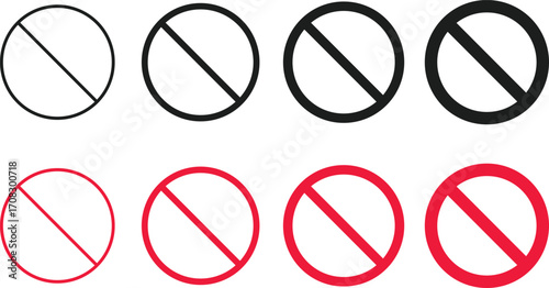 Ban icon set. prohibition sign.  Restriction or forbidden symbol
