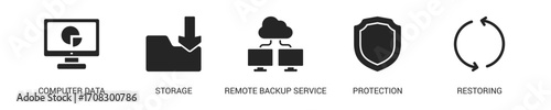 Backup Glyph Icon Set For Web Banner. Vector Illustration Concept With Some Icons. Designed In Glyph Style