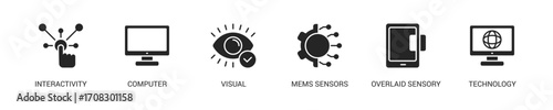 Augment Reality Glyph Icon Set For Web Banner. Vector Illustration Concept With Some Icons. Designed In Glyph Style