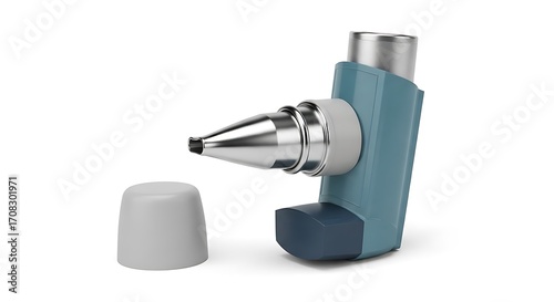 Wallpaper Mural A light gray cap and a teal and navy blue inhaler are shown on a plain white background. Torontodigital.ca