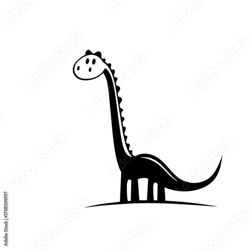 Diplodocus. Diplodocus simple black and white line art vector logo