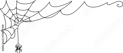 Halloween cobweb decoration card. Spiderweb. Corner, half of spiders web.