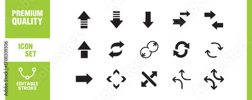 Arrows icon set collection of simple linear web icons for user interface design, ux, ui, mobile app, web site vector illustration in black color