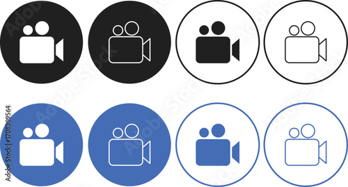 Video camera icon set. Video record symbol