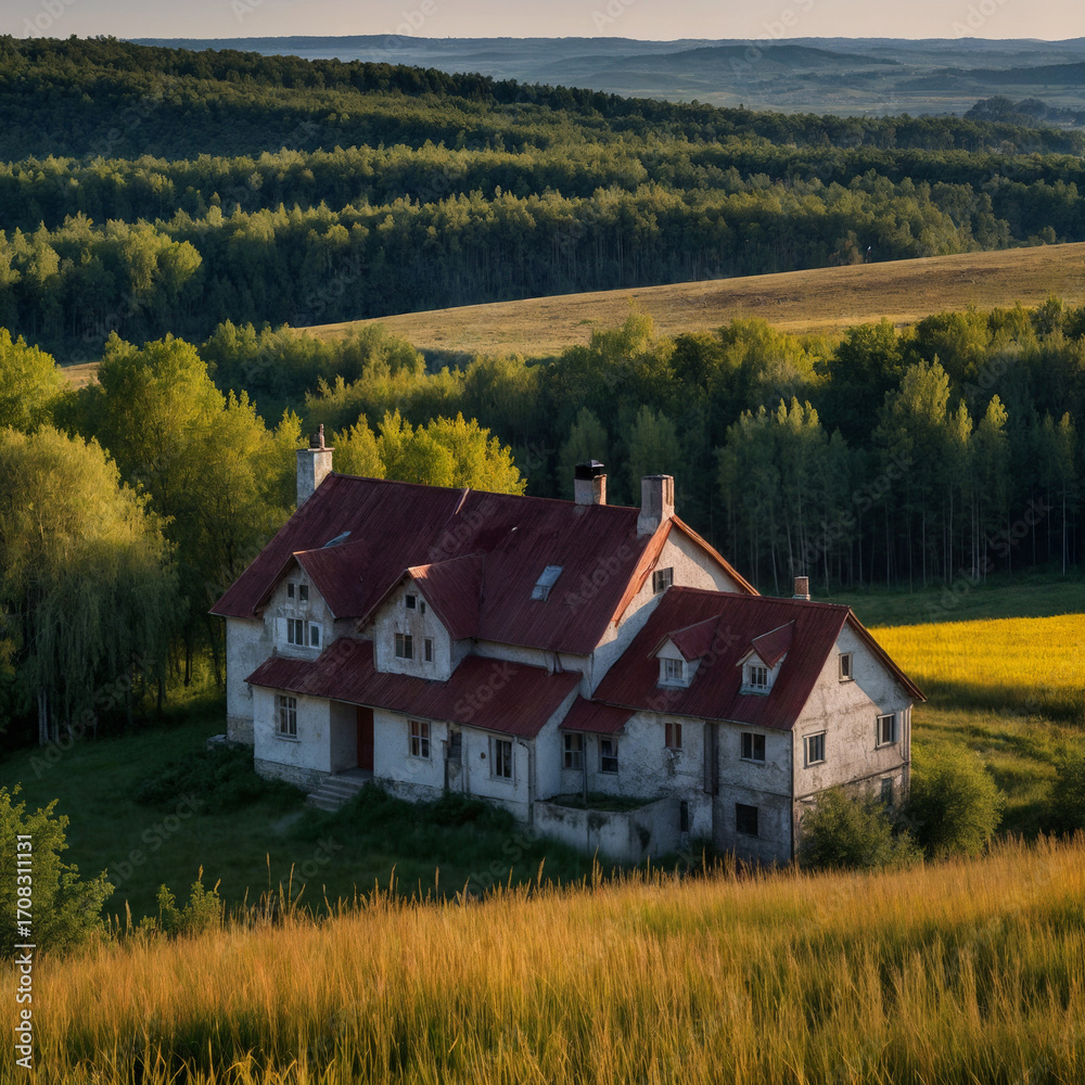 Fototapeta premium rural landscape with a house