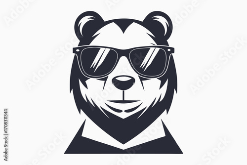 Bear head wearing sunglasses with a suit looks cool and confident in the image