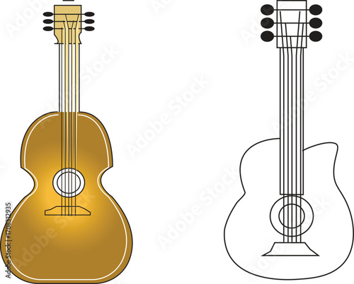 Guiter vector style with white background .