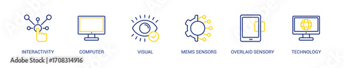 Augment Reality Line Color Icon Set For Web Banner. Vector Illustration Concept With Some Icons. Designed In Line Color Style