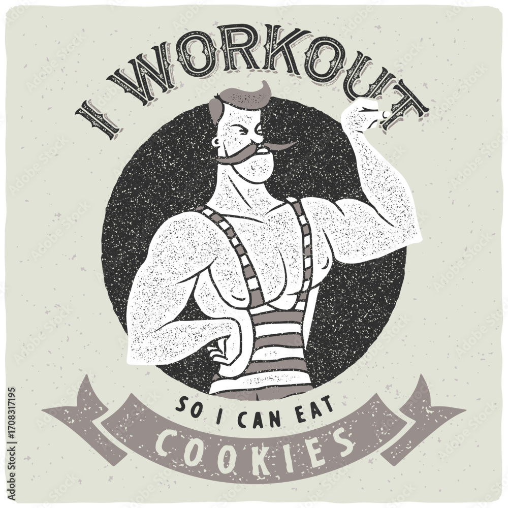 Fototapeta premium Strongman Cookie Workout Poster
