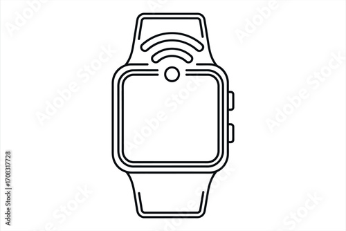 Black outline of a smartwatch with wifi symbol and blank screen wearable technology