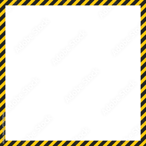 black yellow caution stripes square frames. Warning tape with yellow and black Diagonal stripes rectangle square box frame. Safety attention or warning labels symbol