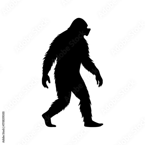 a vintage style illustration of bigfoot walking vector art