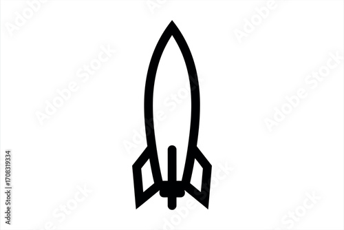 Black rocket ship icon on a white background spaceship space