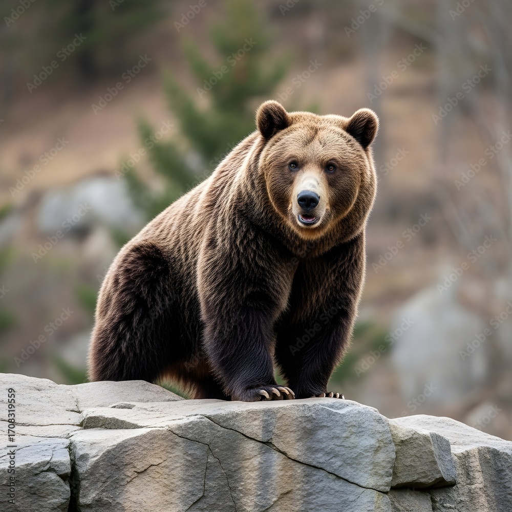 Obraz premium Majestic Brown Bear (Ursus arctos) on rock