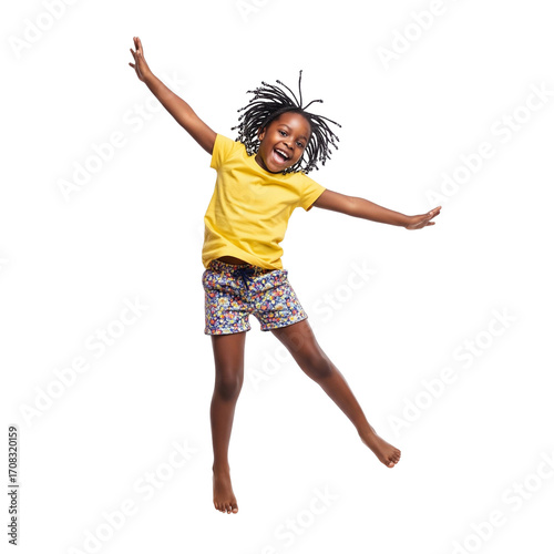 happy young woman jumping